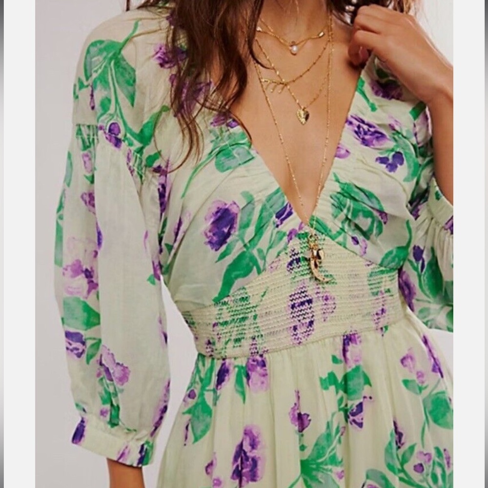 Free People Golden Hour Maxi Dress in Green and Purple
